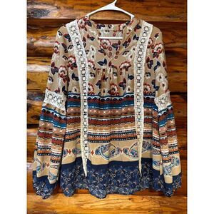 Entro Peasant Boho‎ Blouse Size Small